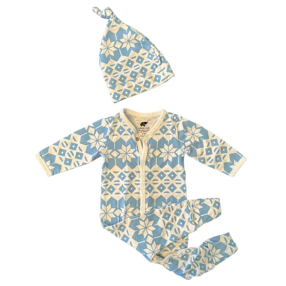 Monica + Andy VGUC Blue and White Pajama with Cap